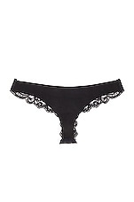 fleur du mal Charlotte Lace Thong Panty in Black, view 1, click to view large image.