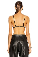 fleur du mal Vegan Leather Triangle Bra in Black, view 3, click to view large image.