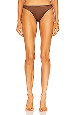 fleur du mal Luxe Thong Panty in Mocha, view 1, click to view large image.