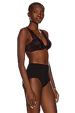 fleur du mal Gardenia Lace Overlay Demi Bra in Black, view 3, click to view large image.