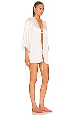 fleur du mal Embroidered Angel Sleeve Robe in Ivory, view 4, click to view large image.