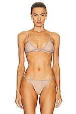 fleur du mal Rhinestone Fishnet Triangle Bra in Tan, view 1, click to view large image.