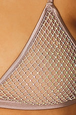 fleur du mal Rhinestone Fishnet Triangle Bra in Tan, view 5, click to view large image.