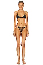 fleur du mal Crystal Bouquet Lace G-String Panty in Black, view 4, click to view large image.