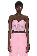 fleur du mal Tulip Embroidery Open Back Bustier Top in Bisou, view 1, click to view large image.