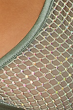 fleur du mal Rhinestone Fishnet Triangle Bra in Sage, view 5, click to view large image.