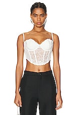 fleur du mal Bella Embroidery Open Back Bustier in Ivory, view 1, click to view large image.