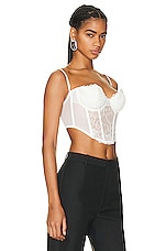 fleur du mal Bella Embroidery Open Back Bustier in Ivory, view 2, click to view large image.