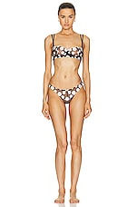 fleur du mal Polka Dot Embroidery Thong in Black, view 4, click to view large image.