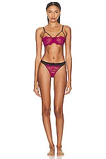 fleur du mal Roxy Lace Half Cup Bra in Magenta, view 4, click to view large image.