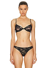 fleur du mal Le Stretch Multifit Lace Unlined Demi Bra in Black, view 1, click to view large image.
