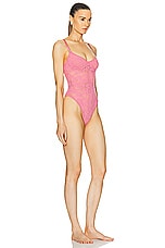 fleur du mal Le Stretch Multifit Lace Bodysuit in Pink Cadillac, view 2, click to view large image.