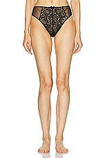 fleur du mal Grommet Embroidery Lace Up High Waisted Panty in Black, view 1, click to view large image.