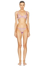 fleur du mal Petal Embroidery V String Panty in Spring Lavender, view 4, click to view large image.