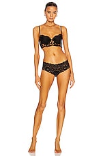 fleur du mal Charlotte Lace Seamless Cheeky Panty in Black, view 4, click to view large image.