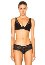 fleur du mal Sheer Overlay Demi Bra in Black, view 1, click to view large image.