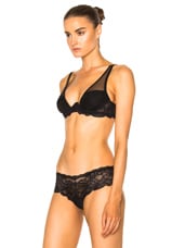 fleur du mal Sheer Overlay Demi Bra in Black, view 2, click to view large image.