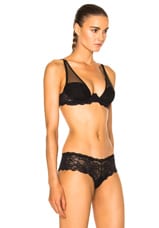 fleur du mal Sheer Overlay Demi Bra in Black, view 3, click to view large image.