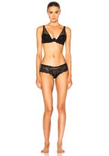 fleur du mal Sheer Overlay Demi Bra in Black, view 5, click to view large image.