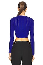 fleur du mal Sheer Stripe Knit Cardigan in Electric Blue, view 3, click to view large image.