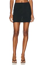 fleur du mal Solid Mesh Mini Skirt in Black, view 1, click to view large image.