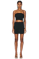 fleur du mal Solid Mesh Mini Skirt in Black, view 4, click to view large image.