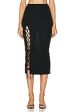fleur du mal Jersey Lace Up Skirt in Black, view 1, click to view large image.