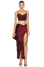 fleur du mal Silk Twist Knot Skirt in Cinnamon, view 4, click to view large image.