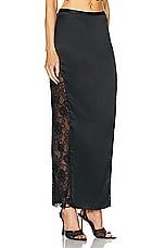 fleur du mal Silk And Lace Insert Maxi Skirt in Black, view 2, click to view large image.