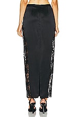fleur du mal Silk And Lace Insert Maxi Skirt in Black, view 3, click to view large image.