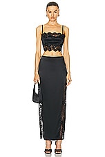 fleur du mal Silk And Lace Insert Maxi Skirt in Black, view 4, click to view large image.