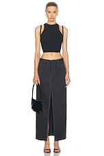 fleur du mal Silk Maxi Skirt in Black, view 5, click to view large image.