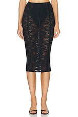 fleur du mal Le Stretch Lace Pencil Skirt in Black, view 1, click to view large image.