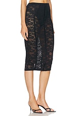 fleur du mal Le Stretch Lace Pencil Skirt in Black, view 2, click to view large image.