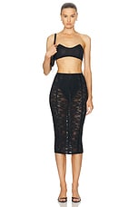 fleur du mal Le Stretch Lace Pencil Skirt in Black, view 5, click to view large image.