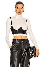 fleur du mal Vegan Leather No Cup Bustier in Black, view 1, click to view large image.