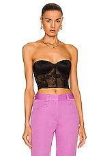 fleur du mal Bouquet Lace Strapless Bustier Top in Black, view 1, click to view large image.