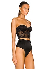 fleur du mal Bouquet Lace Strapless Bustier Top in Black, view 3, click to view large image.
