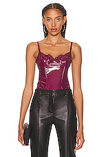 fleur du mal PVC and Frankie Lace Bodysuit in Sangria, view 1, click to view large image.
