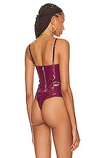 fleur du mal PVC and Frankie Lace Bodysuit in Sangria, view 4, click to view large image.