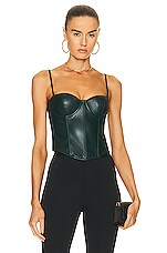 fleur du mal Vegan Leather Bustier Top in Evergreen, view 1, click to view large image.