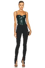 fleur du mal Vegan Leather Bustier Top in Evergreen, view 4, click to view large image.