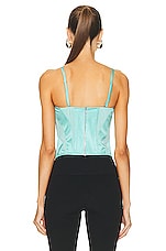 fleur du mal Silk And Mesh Bustier Top in Bright Jade, view 4, click to view large image.