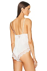 fleur du mal Venus Lace Trim Silk Teddy Bodysuit In Ivory in Ivory, view 4, click to view large image.