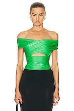 fleur du mal Wrap Front Bodysuit in Peridot, view 1, click to view large image.