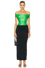 fleur du mal Wrap Front Bodysuit in Peridot, view 5, click to view large image.