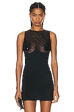 fleur du mal Embellished Cup Bodysuit in Black, view 1, click to view large image.