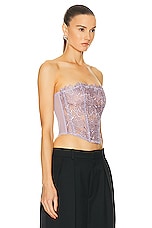 fleur du mal Whitney Embroidery Corset Top in Thistle, view 2, click to view large image.