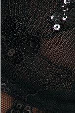 fleur du mal Sequin Violet Embroidery Bodysuit in Black, view 4, click to view large image.