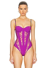 fleur du mal Cupped Bodysuit in Wildberry, view 2, click to view large image.